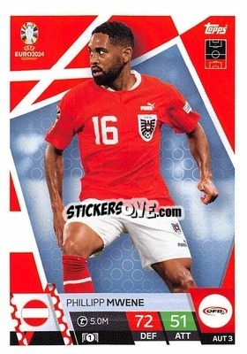 Sticker Phillipp Mwene - UEFA Euro 2024. Match Attax
 n. AUS3 - Topps