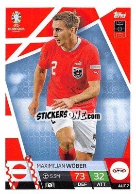 Sticker Maximilian Wöber - UEFA Euro 2024. Match Attax
 n. AUS7 - Topps