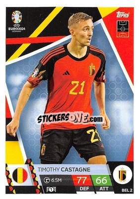 Sticker Timothy Castagne - UEFA Euro 2024. Match Attax
 n. BEL2 - Topps