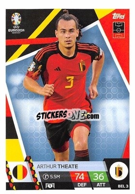 Sticker Arthur Theate - UEFA Euro 2024. Match Attax
 n. BEL3 - Topps