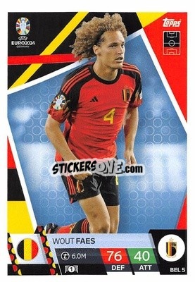 Sticker Wout Faes - UEFA Euro 2024. Match Attax
 n. BEL5 - Topps