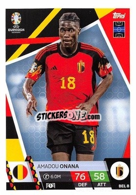 Sticker Amadou Onana - UEFA Euro 2024. Match Attax
 n. BEL8 - Topps