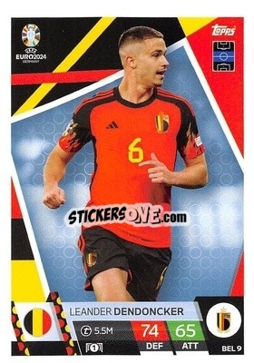 Sticker Leander Dendoncker - UEFA Euro 2024. Match Attax
 n. BEL9 - Topps