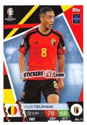 Sticker Youri Tielemans - UEFA Euro 2024. Match Attax
 n. BEL11 - Topps