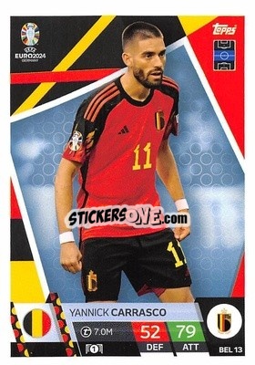 Sticker Yannick Carrasco - UEFA Euro 2024. Match Attax
 n. BEL13 - Topps