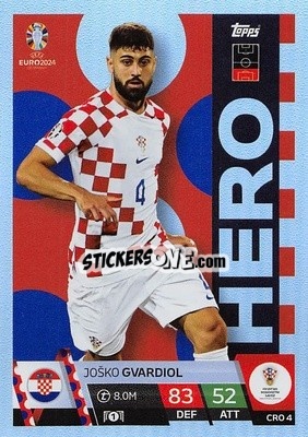 Sticker Joško Gvardiol - UEFA Euro 2024. Match Attax
 n. CRO4 - Topps