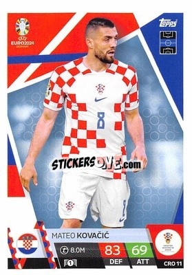 Sticker Mateo Kovačić - UEFA Euro 2024. Match Attax
 n. CRO11 - Topps