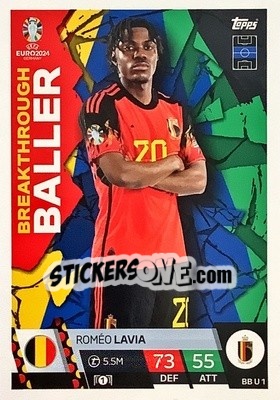 Sticker Roméo Lavia - UEFA Euro 2024. Match Attax
 n. BBU1 - Topps