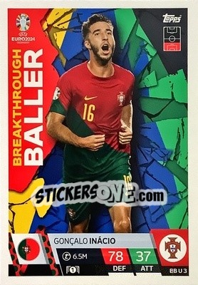 Sticker Gonçalo Inácio - UEFA Euro 2024. Match Attax
 n. BBU3 - Topps