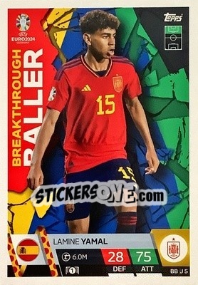 Sticker Lamine Yamal - UEFA Euro 2024. Match Attax
 n. BBU5 - Topps