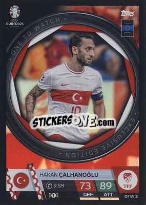 Sticker Hakan Çalhanoğlu - UEFA Euro 2024. Match Attax
 n. OTW3 - Topps