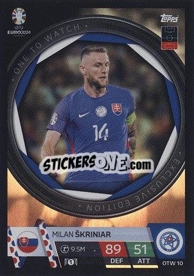 Sticker Milan Škriniar - UEFA Euro 2024. Match Attax
 n. OTW10 - Topps