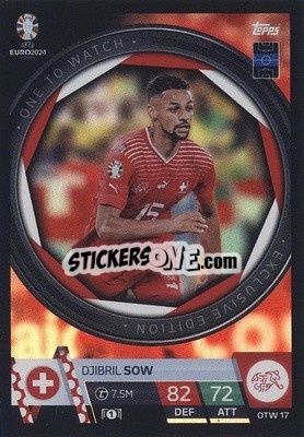 Sticker Djibril Sow - UEFA Euro 2024. Match Attax
 n. OTW17 - Topps