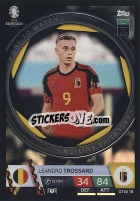 Sticker Leandro Trossard - UEFA Euro 2024. Match Attax
 n. OTW18 - Topps
