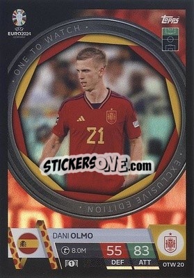 Sticker Dani Olmo - UEFA Euro 2024. Match Attax
 n. OTW20 - Topps