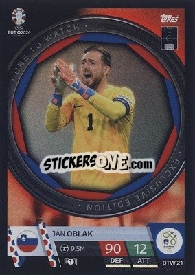 Sticker Jan Oblak - UEFA Euro 2024. Match Attax
 n. OTW21 - Topps
