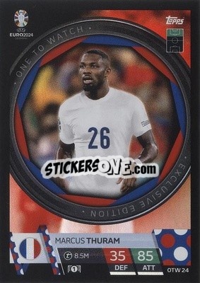Sticker Marcus Thuram - UEFA Euro 2024. Match Attax
 n. OTW24 - Topps