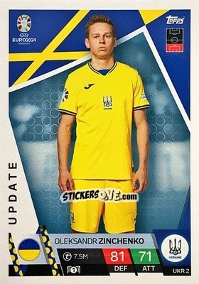Sticker Oleksandr Zinchenko - UEFA Euro 2024. Match Attax
 n. UKR2 - Topps