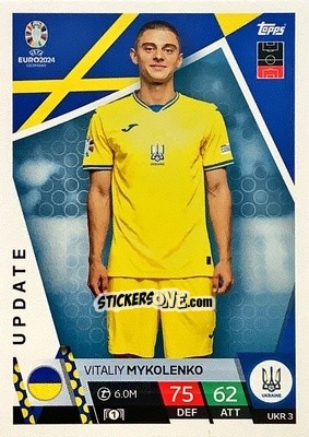 Sticker Vitaliy Mykolenko - UEFA Euro 2024. Match Attax
 n. UKR3 - Topps