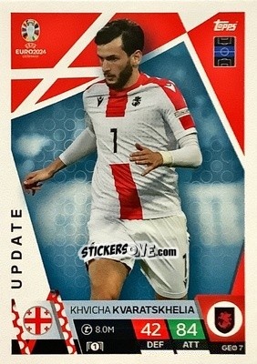 Sticker Khvicha Kvaratskhelia - UEFA Euro 2024. Match Attax
 n. GEO7 - Topps