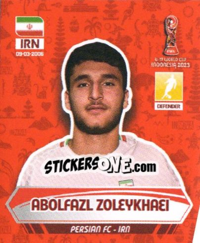 Sticker ABOLFAZL ZOLEYKHAEI - FIFA U-17 WORLD CUP INDONESIA 2023
 n. 168 - INNOVA