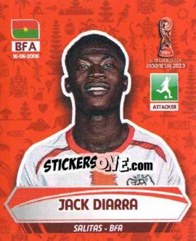 Sticker JACK DIARRA - FIFA U-17 WORLD CUP INDONESIA 2023
 - INNOVA