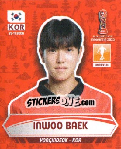 Sticker INWOO BAEK - FIFA U-17 WORLD CUP INDONESIA 2023
 n. 325 - INNOVA