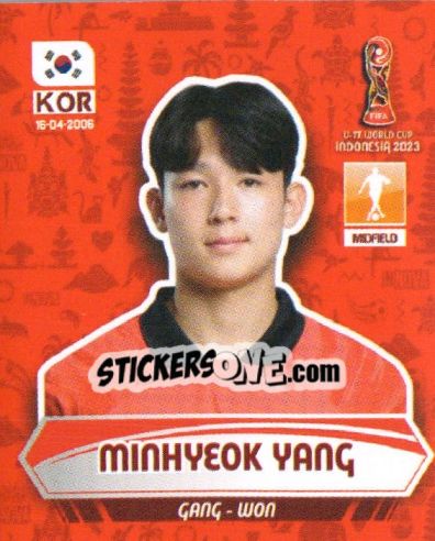 Sticker MINHYEOK YANG - FIFA U-17 WORLD CUP INDONESIA 2023
 n. 328 - INNOVA
