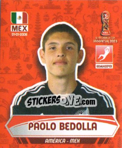 Cromo PAOLO BEDOLLA - FIFA U-17 WORLD CUP INDONESIA 2023
 - INNOVA