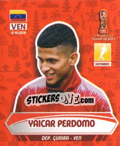 Sticker YAICAR PERDOMO - FIFA U-17 WORLD CUP INDONESIA 2023
 - INNOVA
