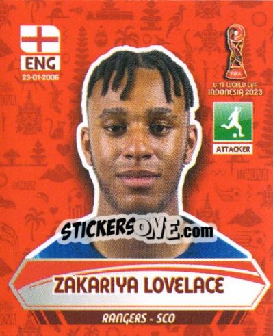 Sticker ZAKARIYA LOVELACE - FIFA U-17 WORLD CUP INDONESIA 2023
 - INNOVA
