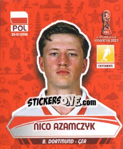 Sticker NICO AZAMCZYK - FIFA U-17 WORLD CUP INDONESIA 2023
 - INNOVA