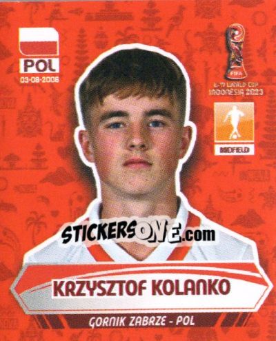 Sticker KRZYSZTOF KOLANKO - FIFA U-17 WORLD CUP INDONESIA 2023
 - INNOVA