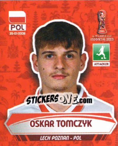 Sticker OSKAR TOMCZYK - FIFA U-17 WORLD CUP INDONESIA 2023
 - INNOVA