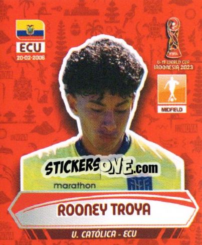 Sticker ROONEY TROYA - FIFA U-17 WORLD CUP INDONESIA 2023
 n. 35 - INNOVA
