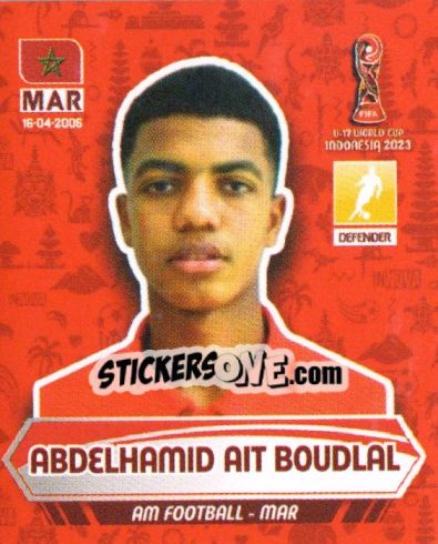 Sticker ABDELHAMID AIT BOUDLAL - FIFA U-17 WORLD CUP INDONESIA 2023
 n. 66 - INNOVA