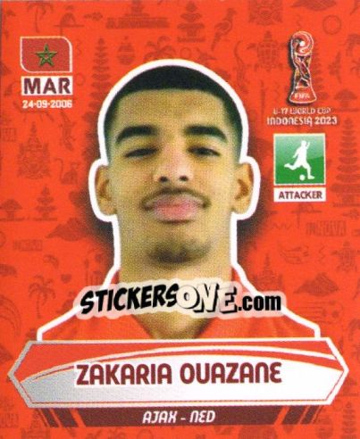 Sticker ZAKARIA OUAZANE - FIFA U-17 WORLD CUP INDONESIA 2023
 n. 75 - INNOVA