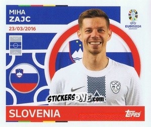 Sticker Miha Zajc - UEFA Euro 2024
 n. SVN13 - Topps