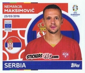 Sticker Nemanja Maksimovic - UEFA Euro 2024
 n. SRB11 - Topps