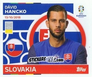 Sticker Dávid Hancko - UEFA Euro 2024
 n. SVK8 - Topps