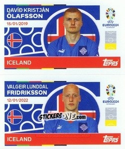 Sticker Davíð Kristján Ólafsson / Valgeir Lunddal Fridriksson - UEFA Euro 2024
 n. ICE4-5 - Topps