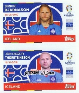 Sticker Birkir Bjarnason / Jón Dagur Thorsteinsson - UEFA Euro 2024
 n. ICE10-11 - Topps
