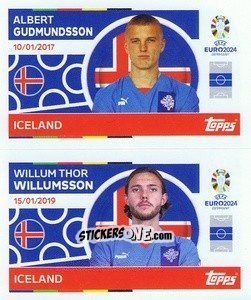 Sticker Albert Gudmundsson / Willum Thor Willumsson - UEFA Euro 2024
 n. ICE12-13 - Topps