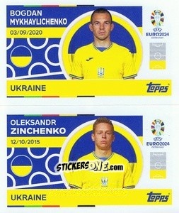 Sticker Bogdan Mykhaylichenko / Oleksandr Zinchenko - UEFA Euro 2024
 n. UKR4-5 - Topps