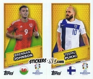 Sticker Brennan Johnson / Teemu Pukki - UEFA Euro 2024
 n. WAL-FIN-SP - Topps