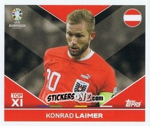 Sticker Konrad Laimer - UEFA Euro 2024
 n. AUT-TOP1 - Topps