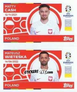 Sticker Matty Cash / Mateusz Wieteska - UEFA Euro 2024
 n. POL4-5 - Topps