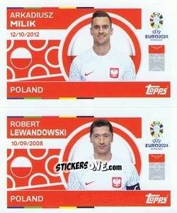 Sticker Arkadiusz Milik / Robert Lewandowski - UEFA Euro 2024
 n. POL14-15 - Topps
