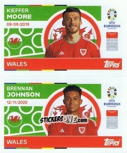 Sticker Kieffer Moore / Brennan Johnson - UEFA Euro 2024
 n. WAL14-15 - Topps