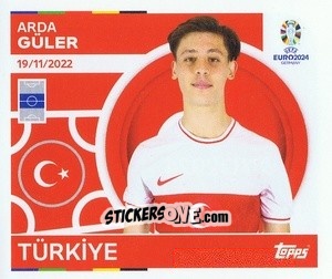 Sticker Arda Güler - UEFA Euro 2024
 n. TUR16 - Topps